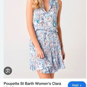 Poupette St Barth Clara Blue Floral Sleeveless Dress
